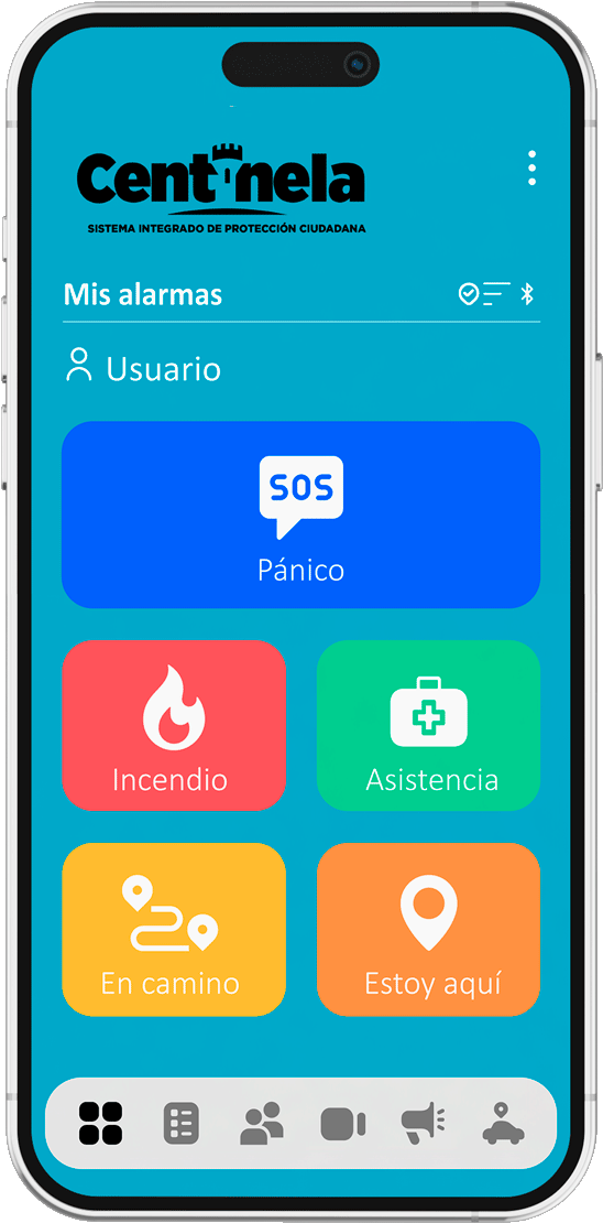 Pantalla de la aplicación Centinela